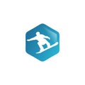 Illustration Vector Graphic of Skier in Blue Color Logo Royalty Free Stock Photo