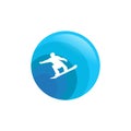 Illustration Vector Graphic of Skier in Blue Color Logo Royalty Free Stock Photo