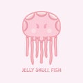 Cute jelly fish cartoon illustration logo, mascot, icon Premium Vector design