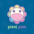 Cute smile flower cartoon logo character vector icon illustration design