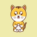 Cute cat feel sad cartoon logo character vector icon illustration