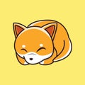 Cute fox sleep cartoon logo character vector icon illustration