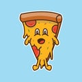 Cute pizza smile cartoon logo character mascot illustration