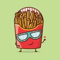 Cute french fries cartoon logo character mascot illustration