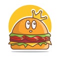 Cute burger king crown burger cartoon logo character mascot illustration