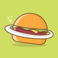 Cute planet burger cartoon logo character mascot illustration