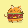 Cute burger cat cartoon logo character mascot illustration 