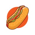 Cute hotdog cartoon mascot logo character illustration
