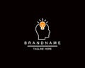 Vector creative mind logo, creative group logo, two heads and light bulb between illustration Royalty Free Stock Photo