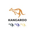 Elegant Modern Kangaroo Jumping Logo Design Illustration Concept