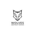 Elegant Modern abstract wolf head face logo vector line art icon template Royalty Free Stock Photo