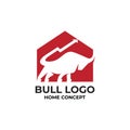 Elegant modern vector strong bull logo in home concept Royalty Free Stock Photo