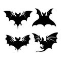 Set of fledermaus silhouette on white background Royalty Free Stock Photo
