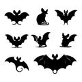 Set of fledermaus silhouette on white background Royalty Free Stock Photo