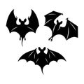 Set of fledermaus silhouette on white background Royalty Free Stock Photo