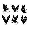 Set of fledermaus silhouette on white background Royalty Free Stock Photo