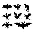Set of fledermaus silhouette on white background Royalty Free Stock Photo