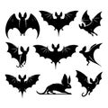 Fledermaus silhouette on white background Royalty Free Stock Photo