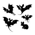 Set of fledermaus silhouette on white background Royalty Free Stock Photo