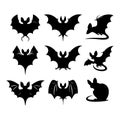 Set of fledermaus silhouette on white background Royalty Free Stock Photo