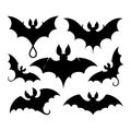 Set of fledermaus silhouette on white background Royalty Free Stock Photo