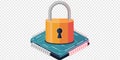 Cybersecurity Lock on Processor Chip data security concept Royalty Free Stock Photo