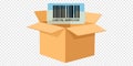 Digital Barcode Card in a Cardboard Delivery Box shipping and barcode concept Royalty Free Stock Photo