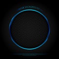 Template abstract technology style circle metallic blue shiny color black frame layout modern tech design carbon fiber background