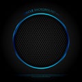 Template abstract technology style circle metallic blue shiny color black frame layout modern tech design carbon fiber background Royalty Free Stock Photo