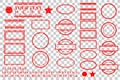 Template alphabet, number, percent, dollar, dot, star, rectangle, lines oval circle rubber stamp effect for your element design Royalty Free Stock Photo