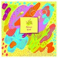 Template artistic handmade abstract background in green yellow orange blue lilac colors