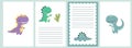 Template for baby showers. Cute funny dinosaurs, room for your text Royalty Free Stock Photo