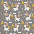 Cute llama seamless pattern. Llamas vector pattern.