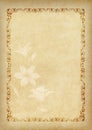 Template, background with a framework and decorative element on piece of parchment. Royalty Free Stock Photo