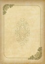 Template, background with a framework and decorative element on piece of parchment. Royalty Free Stock Photo