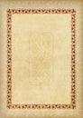 Template, background with a framework and decorative element on piece of parchment. Royalty Free Stock Photo