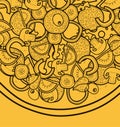 Template background with pizza doodle designs for posters, menus