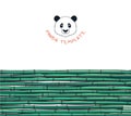 Template with bamboo. Japanese background. Bamboo and panda