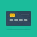 Template Bank Credit Card with shadow on green background in flat design. Vector illustration Royalty Free Stock Photo