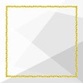 Template banner with golden glitter frame on soft grey geometric background, glitter gold frame grey for advertising promotion Royalty Free Stock Photo