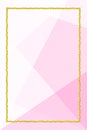 Template banner with golden glitter frame on soft pink geometric background, glitter gold frame pink for advertising promotion Royalty Free Stock Photo