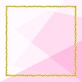 Template banner with golden glitter frame on soft pink geometric background, glitter gold frame pink for advertising promotion Royalty Free Stock Photo