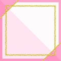 Template banner with golden glitter frame on soft pink pastel background, glitter gold frame pink for advertising promotion Royalty Free Stock Photo