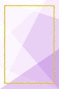 Template banner with golden glitter frame on soft purple geometric background, glitter gold frame for advertising promotion Royalty Free Stock Photo