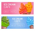 Template banners, flyers, gift certificates for ice cream cafes