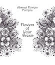 Template with Beautiful abstract flowers bouquet black on white