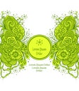 Template with Beautiful abstract marine flowers bouquet in green yellow on white