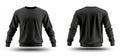 Template for a black blank sweatshirt with front and back views on a white background Royalty Free Stock Photo