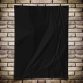 Template- Black crumpled rectangle Poster on grunge brick wall Royalty Free Stock Photo