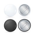 Template Blank Circle Button Badge Pin Set. Vector